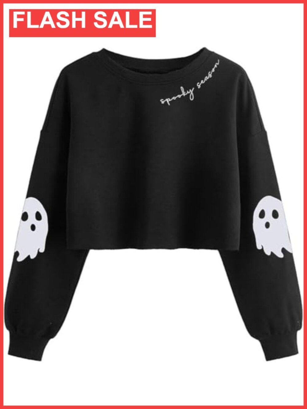 Crop Sweatshirt Halloween Ghost Graphic Lantern Long Sleeve Pullover